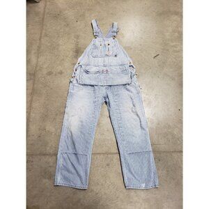 Vintage Round House Brand Hickory Striped Carpenter Overalls Men’s Size ?